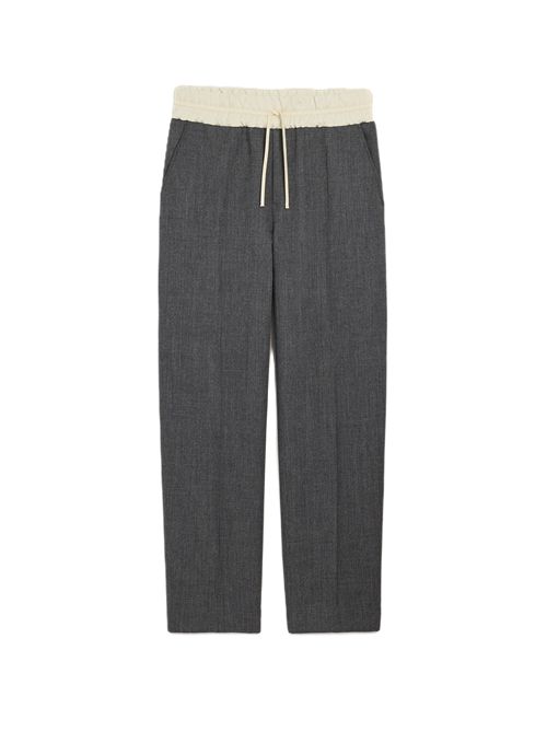 Pantaloni elasticizzati in gabardine di lana e satin. Ami Paris | HTR917.WV0216A189 CARBON